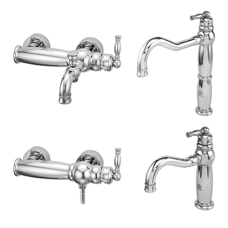 ست شیرآلات بهداشتی قهرمان مدل آنتیک مجموعه 4 عددی